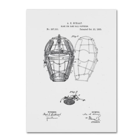 Claire Doherty 'Baseball Catcher's Mask Patent 1883 White' Canvas Art,35x47